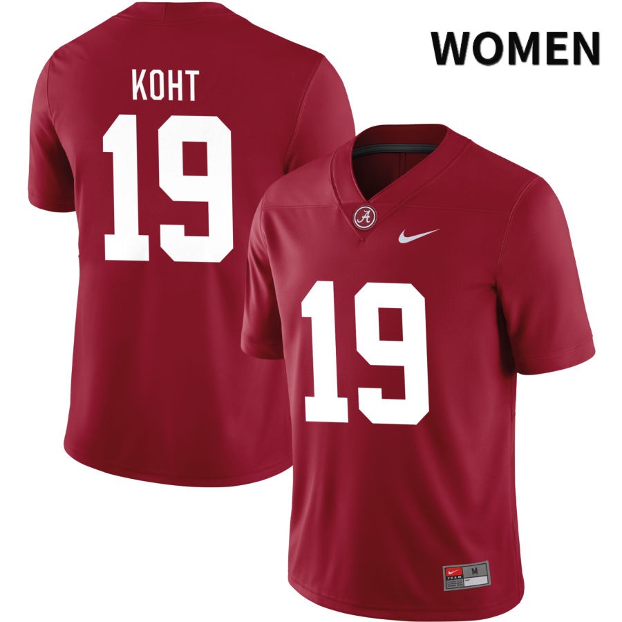 Alabama Crimson Tide Women's Keanu Koht #19 NIL Crimson 2022 NCAA Authentic Stitched College Football Jersey PN16N73HL